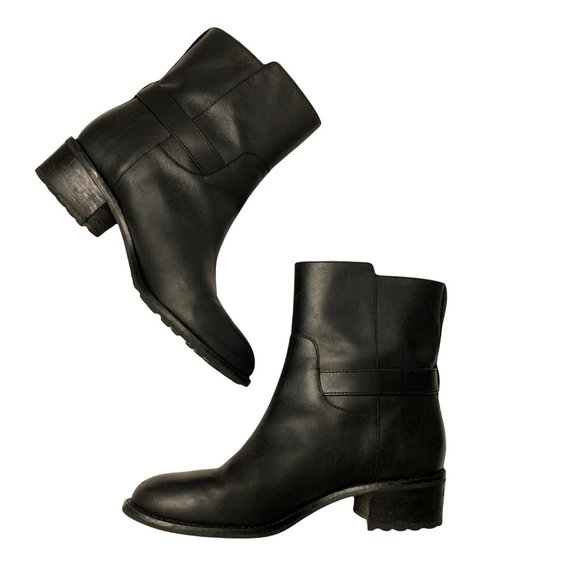 Cole Haan Kinley Short Waterproof Leather Pull-on Boots Size 8 Black - Picture 3 of 13